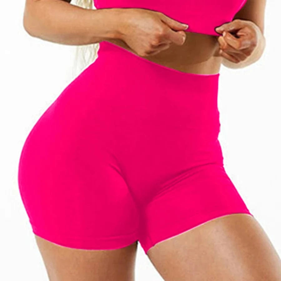 M / short pink High Elastic Seamless Workout Set Women Fitness Clothing Sports Wear Bra and Short pant  Yoga Sets 2 Pcs Set