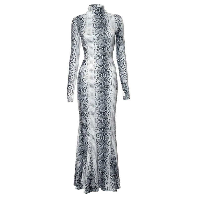 M / snake Bomblook K23DS617 2024 Spring Unique Print Outfits Dress For Women New Fashion Bodycon Snake Print Maxi Dress With New Dresses