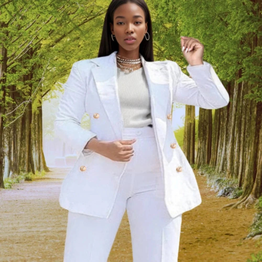 M / White D0702DJ18 Wholesale Popular Winter Plus Size Suit Collar Double Breasted Women Jackets And Coats Sehe Fashion