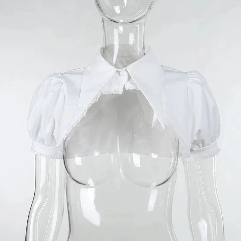 M / White top Gothic sexy Gothic dress retro Bubble A-line black lolita dress suede beautiful gothic high waist ladies club party dress