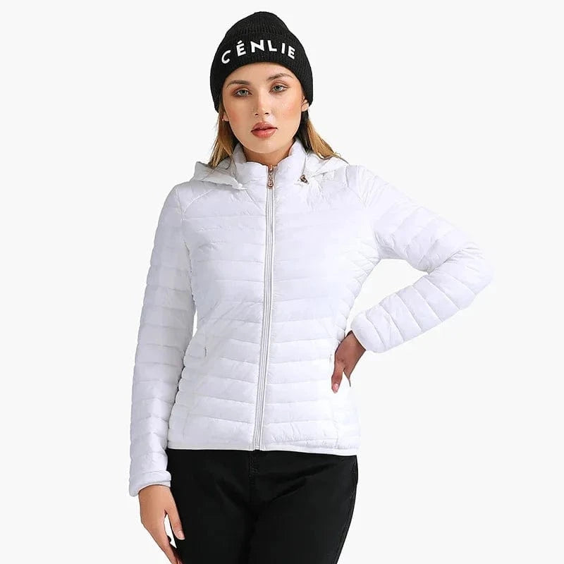 M / White Winter Printed Coat with Hooded Woman Waterproof Warm Softshell puffer Jacket Sportswear Woven Polyester Lining Soft 2025