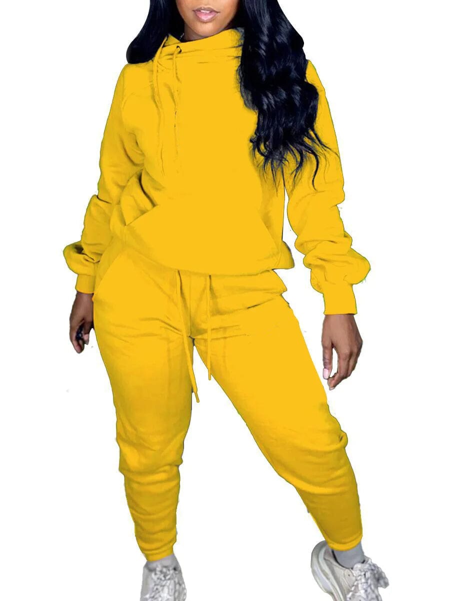 M / Yellow S-3XL Custom Logo Ladies Jogger 2 Piece Fitness Clothing Sweat Track Suits Jogging Sportsuit Womens Tracksuits