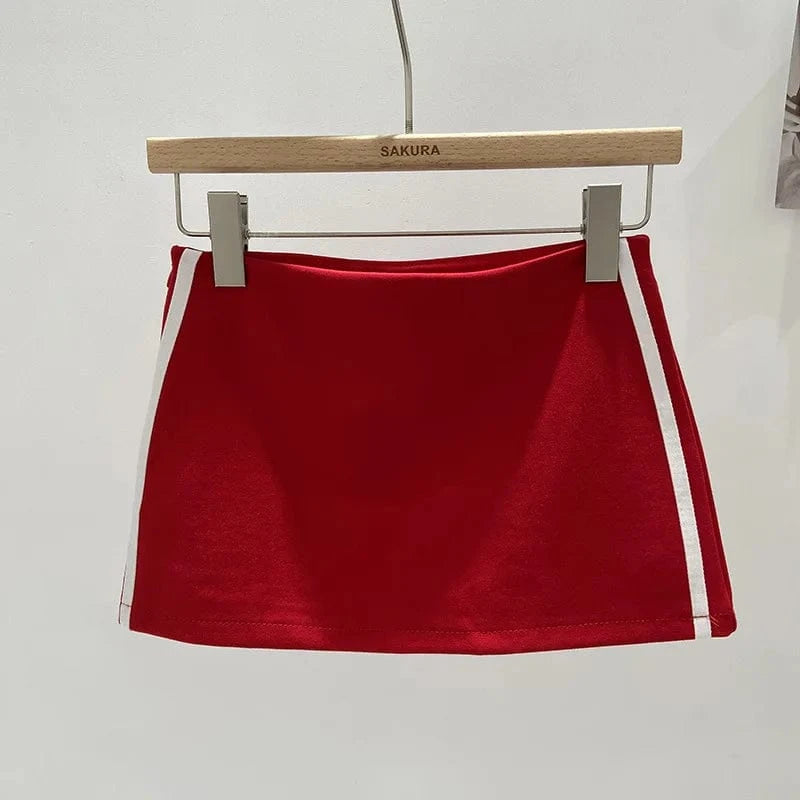 M / Z1008ST Red skirt Bomblook Z1008ST Streetwear Graphic Print Oversized Pullover Shirt and Bodycon Mini Skirt Casual 2 Piece Set Women Outfits