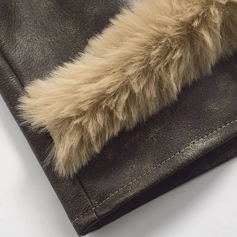 M23sk642 New 2024 Winter British Style Patchwork Fur High Waist Short Skirt Bodycon Casual Outfit Fashion Skirt For Women