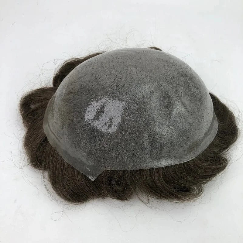 Male replacement system capilar super 0406 0608 thin skin Silicone Base knotted Pu Wigs Hair Patch