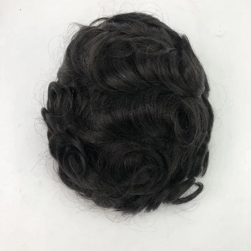 Male replacement system capilar super 0406 0608 thin skin Silicone Base knotted Pu Wigs Hair Patch