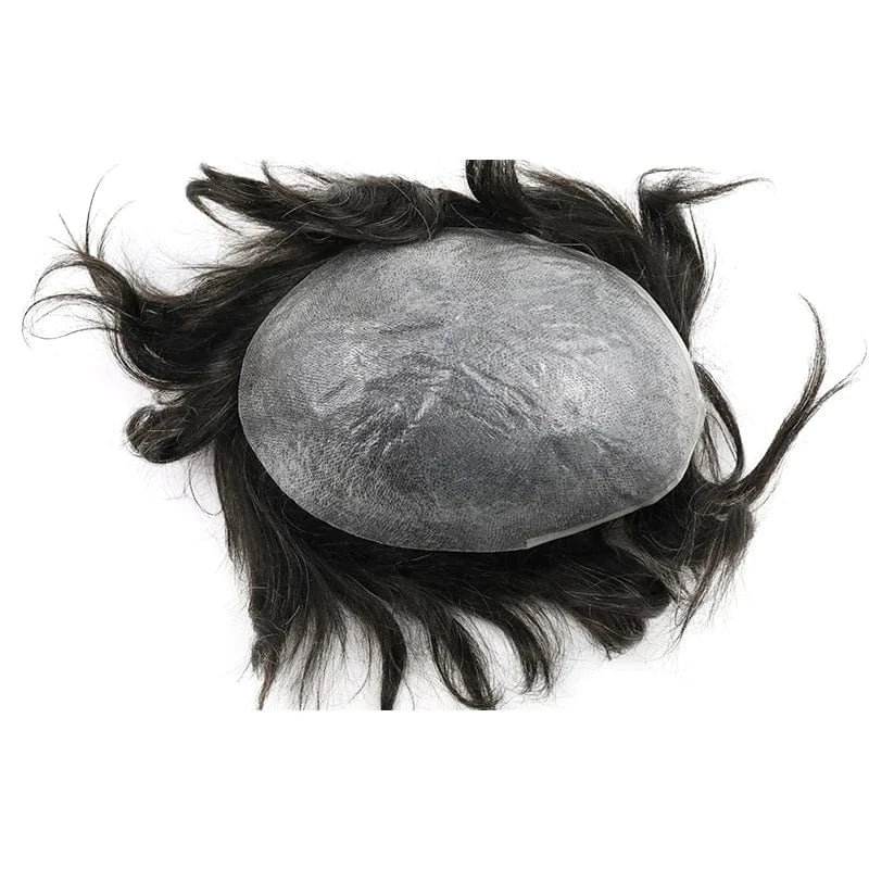 Male replacement system capilar super 0406 0608 thin skin Silicone Base knotted Pu Wigs Hair Patch