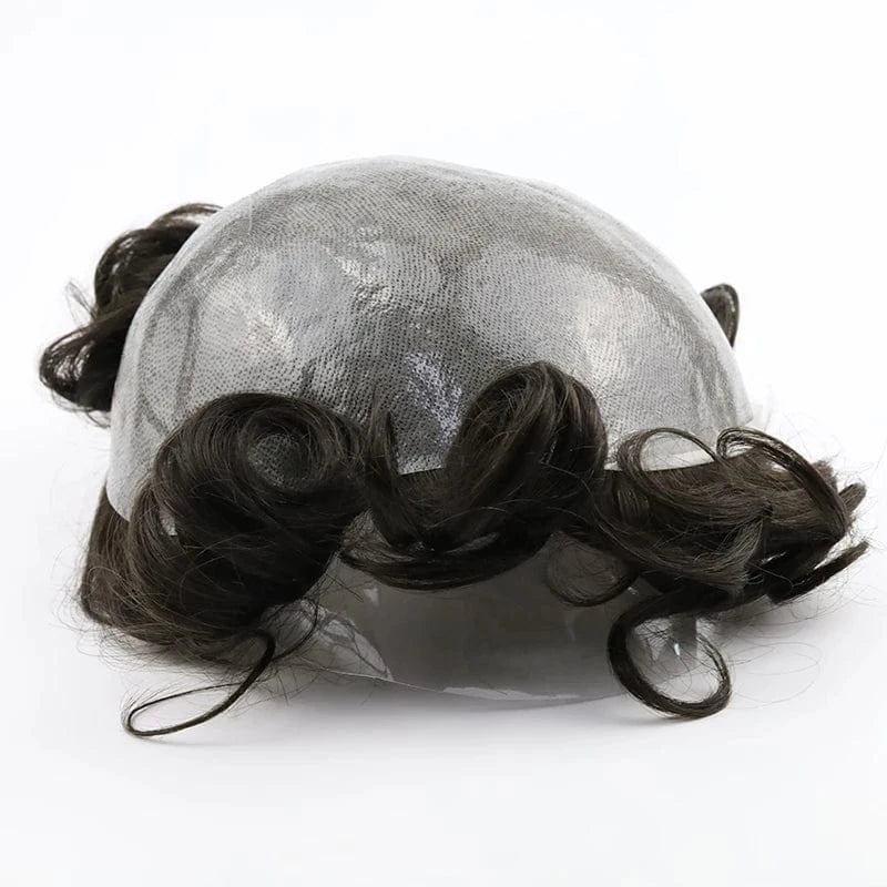 Male replacement system capilar super 0406 0608 thin skin Silicone Base knotted Pu Wigs Hair Patch