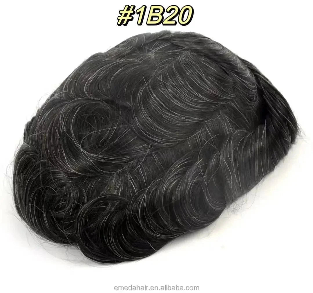Male replacement system capilar super 0406 0608 thin skin Silicone Base knotted Pu Wigs Hair Patch