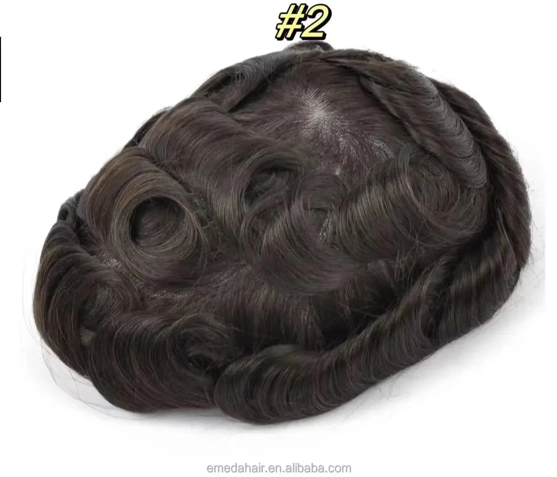 Male replacement system capilar super 0406 0608 thin skin Silicone Base knotted Pu Wigs Hair Patch