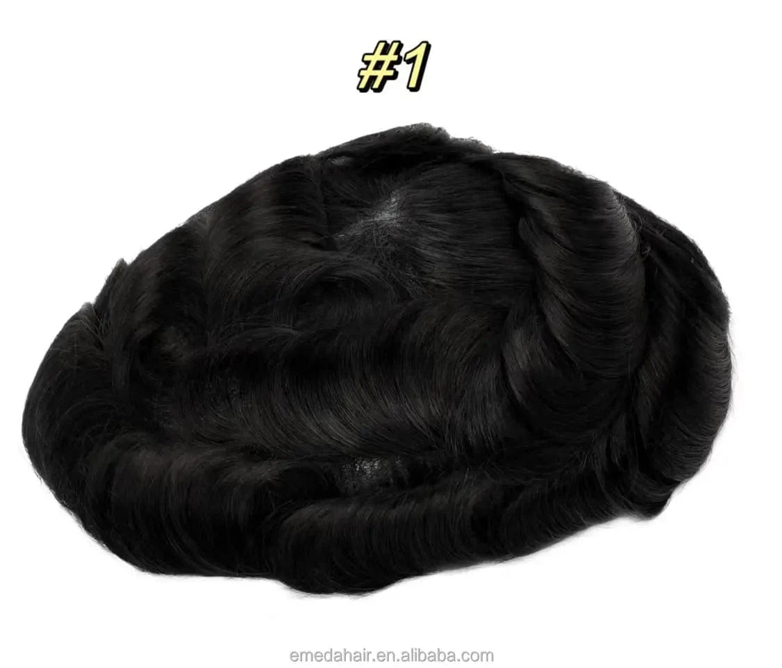 Male replacement system capilar super 0406 0608 thin skin Silicone Base knotted Pu Wigs Hair Patch