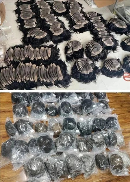 Man's Wig Breath Well African American 6 4 8 mm Hairpieces Natural Black 1B Short Afro Kinky Curly Full Lace Human Hair Toupee