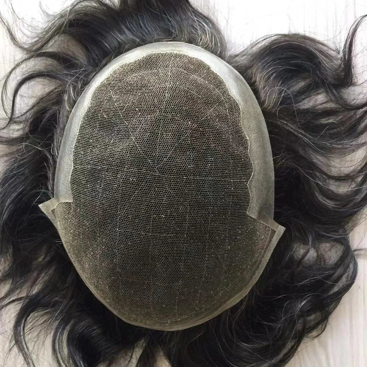 Mens hairpieces Toupee Wig Hairpiece Q6 Swiss Lace with PU sides and back Human Hair Toupees system