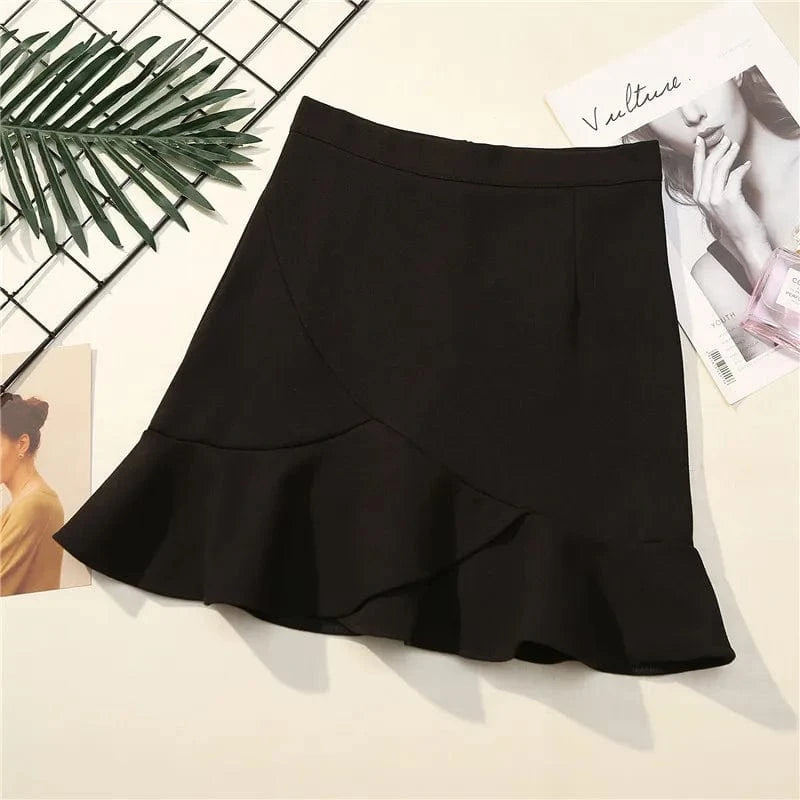 Mermaid Patchwork High Waist Skirts Celebrity A line Women Mini Pleated Skirt Soft Blue Solid Casual Girl Short Skirt
