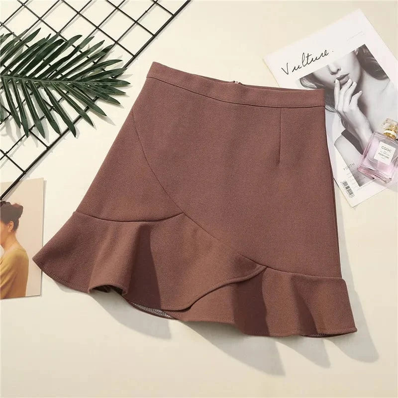 Mermaid Patchwork High Waist Skirts Celebrity A line Women Mini Pleated Skirt Soft Blue Solid Casual Girl Short Skirt