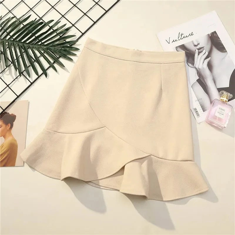Mermaid Patchwork High Waist Skirts Celebrity A line Women Mini Pleated Skirt Soft Blue Solid Casual Girl Short Skirt
