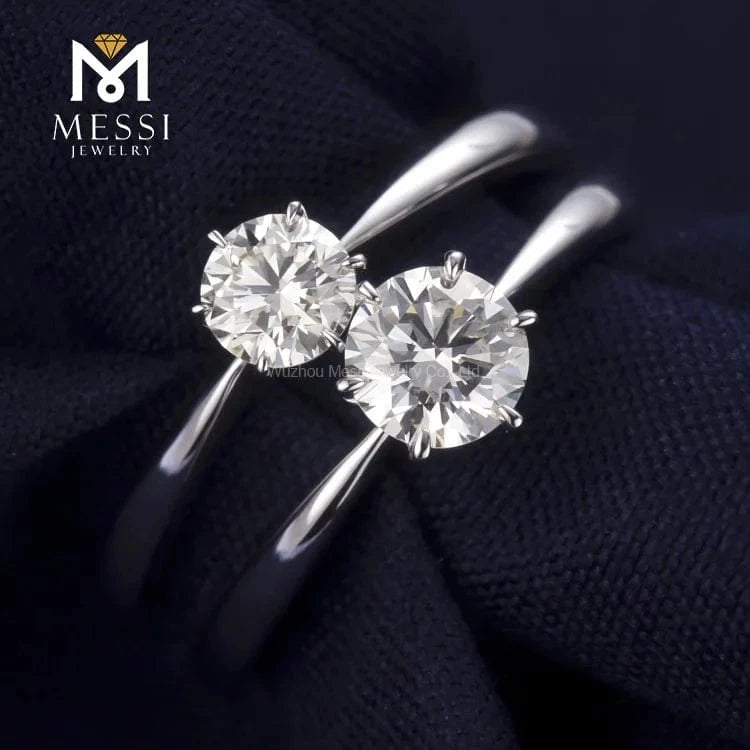 Messi Jewelry DEFG/VS-SI 0.5ct CVD HPHT lab grown diamond ring six prong setting wedding engagement diamond ring