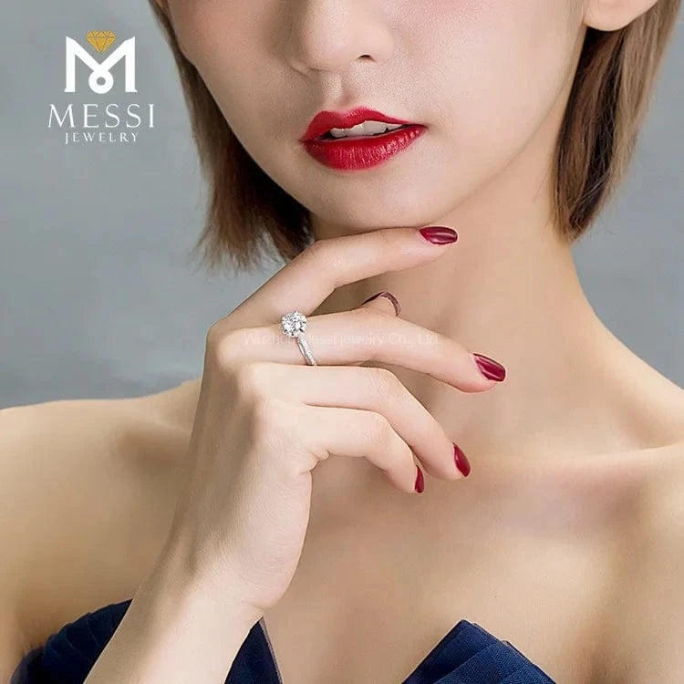 Messi Jewelry flower shape moissanite woman ring in 14k 18k gold jewelry factory price jewelry for wedding ring