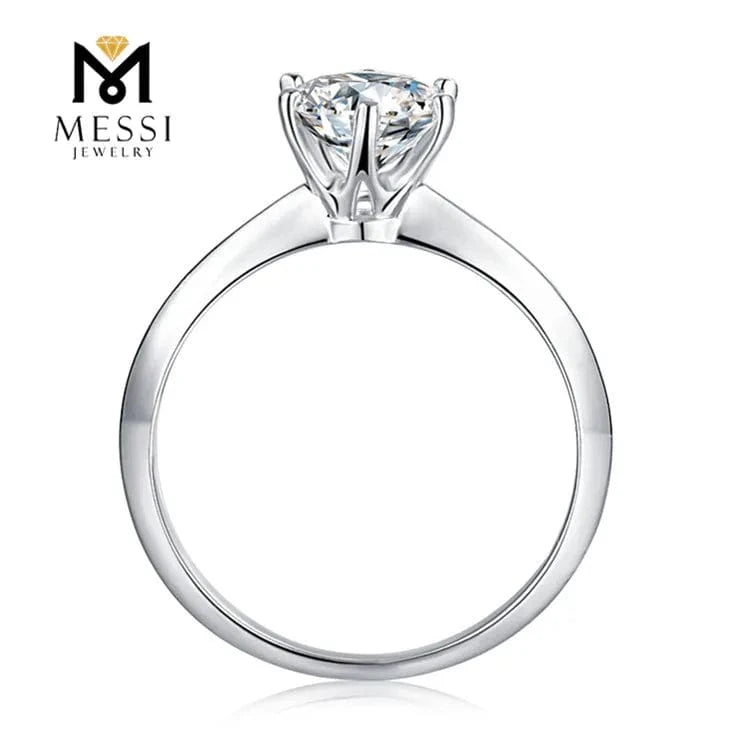Messi Jewelry simple six prongs setting 1-3ct DEF moissanite ring in sterling 925 silver woman daily wear silver ring
