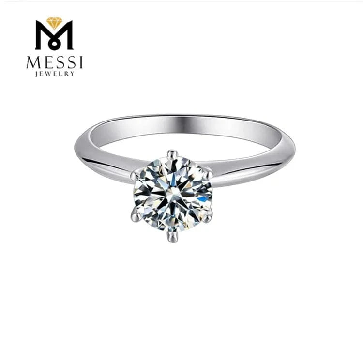 Messi Jewelry simple six prongs setting 1-3ct DEF moissanite ring in sterling 925 silver woman daily wear silver ring