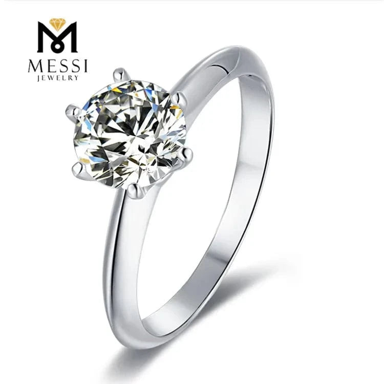 Messi Jewelry simple six prongs setting 1-3ct DEF moissanite ring in sterling 925 silver woman daily wear silver ring