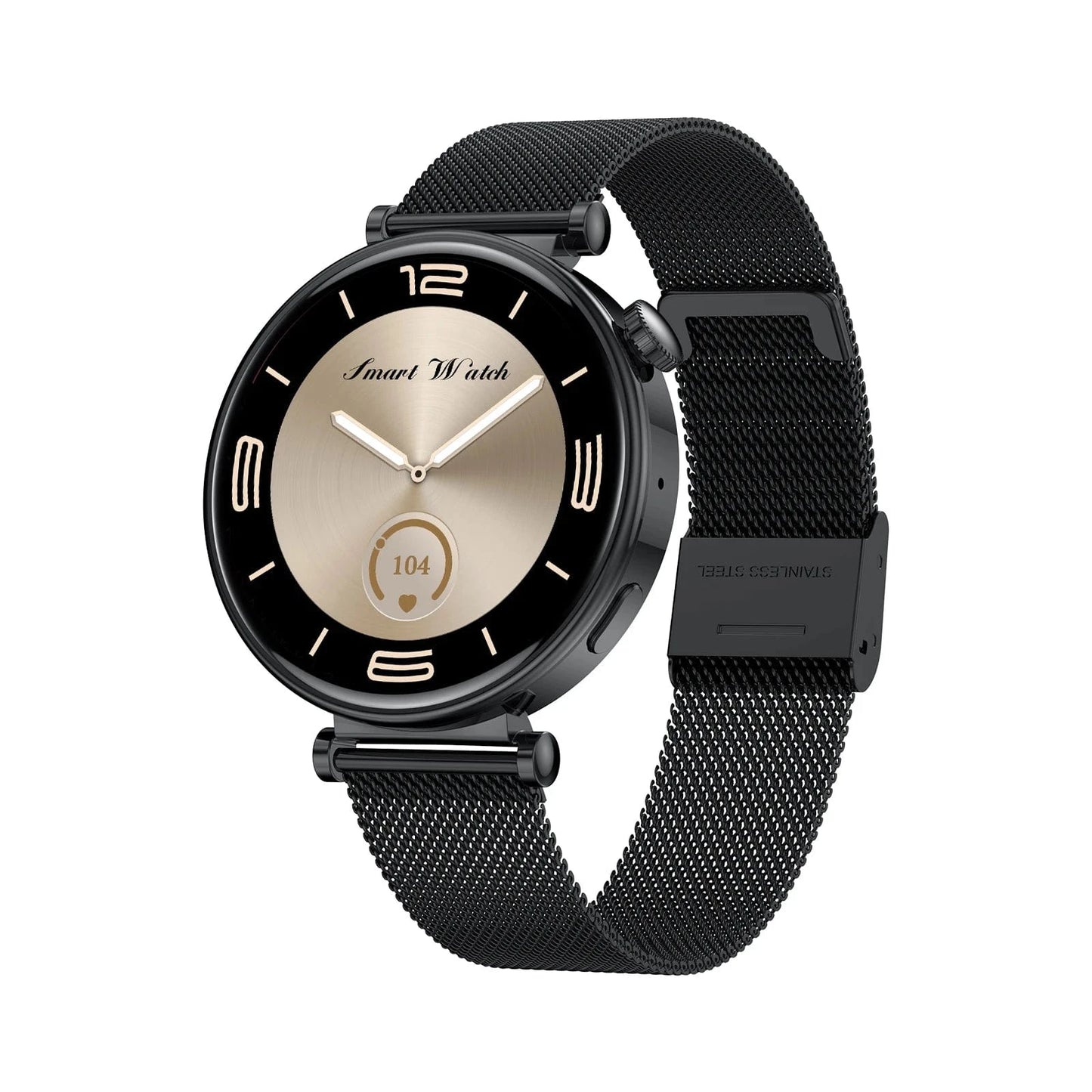 Metal band-Black 2024 Hot sale HD AMOLED screen smart watch IP68 waterproof health monitor smart watches elegant women smartwatch