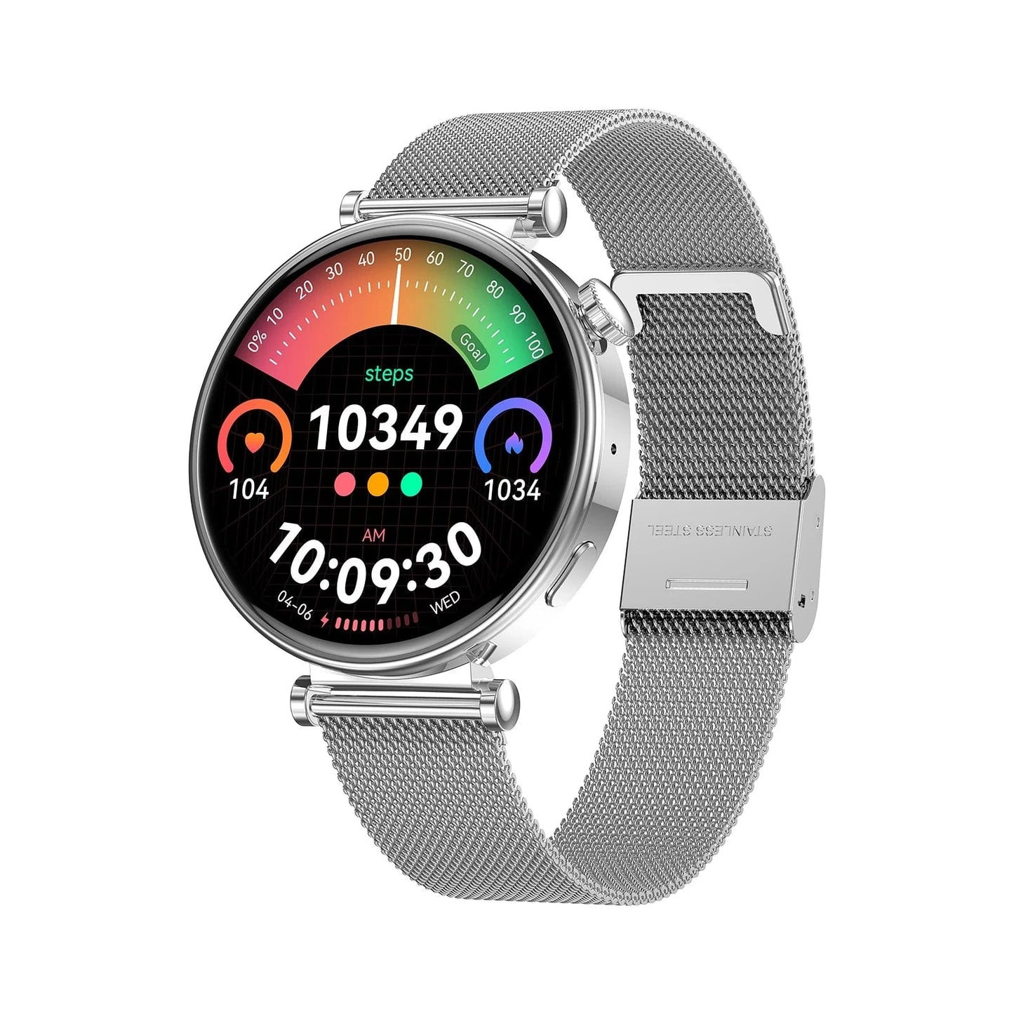 Metal band-silver 2024 Hot sale HD AMOLED screen smart watch IP68 waterproof health monitor smart watches elegant women smartwatch