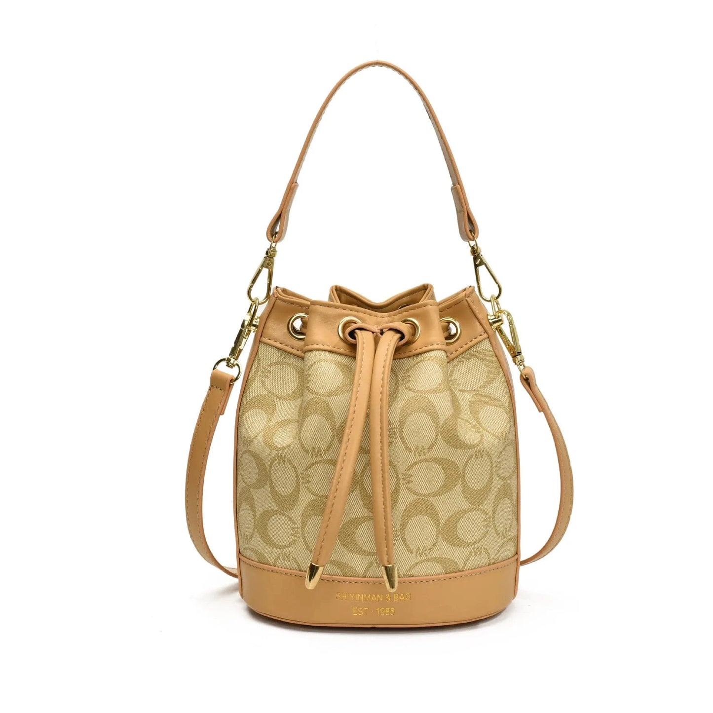 mi bai 2025 Retro Print Bucket Bag - Vintage Drawstring Shoulder Bag for Women, Fashion Crossbody & Handbag