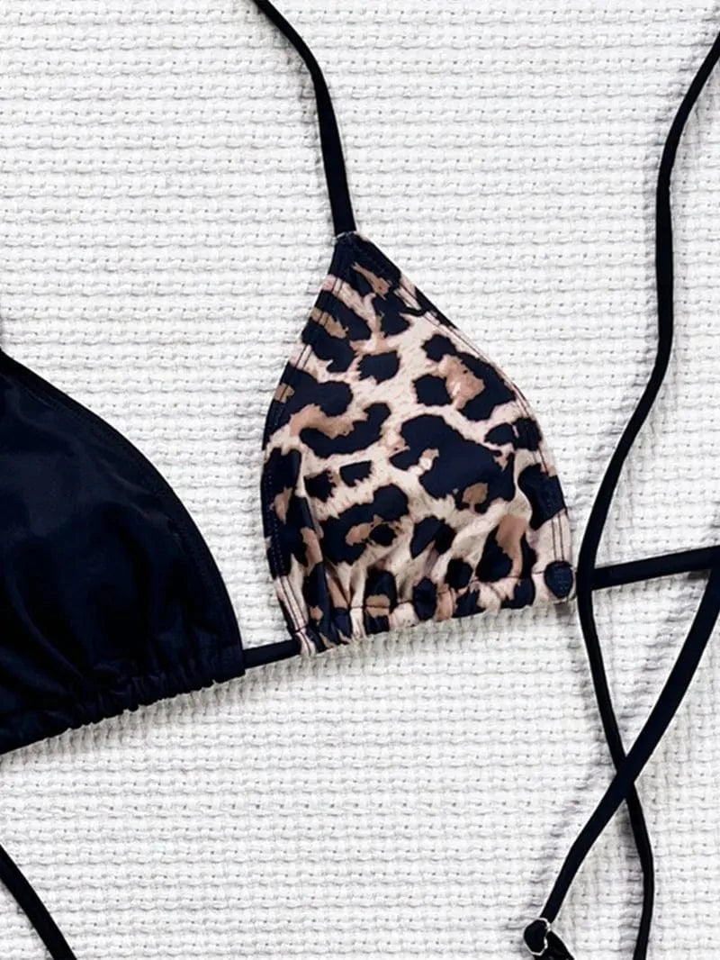 Micro Mini Bikini Thong Sexy Strings Swimwear Patchwork Swimsuit Women Bandage Bathing Suit High Cut Monokini 2024 Hot Bikinis