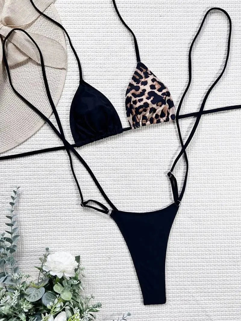 Micro Mini Bikini Thong Sexy Strings Swimwear Patchwork Swimsuit Women Bandage Bathing Suit High Cut Monokini 2024 Hot Bikinis
