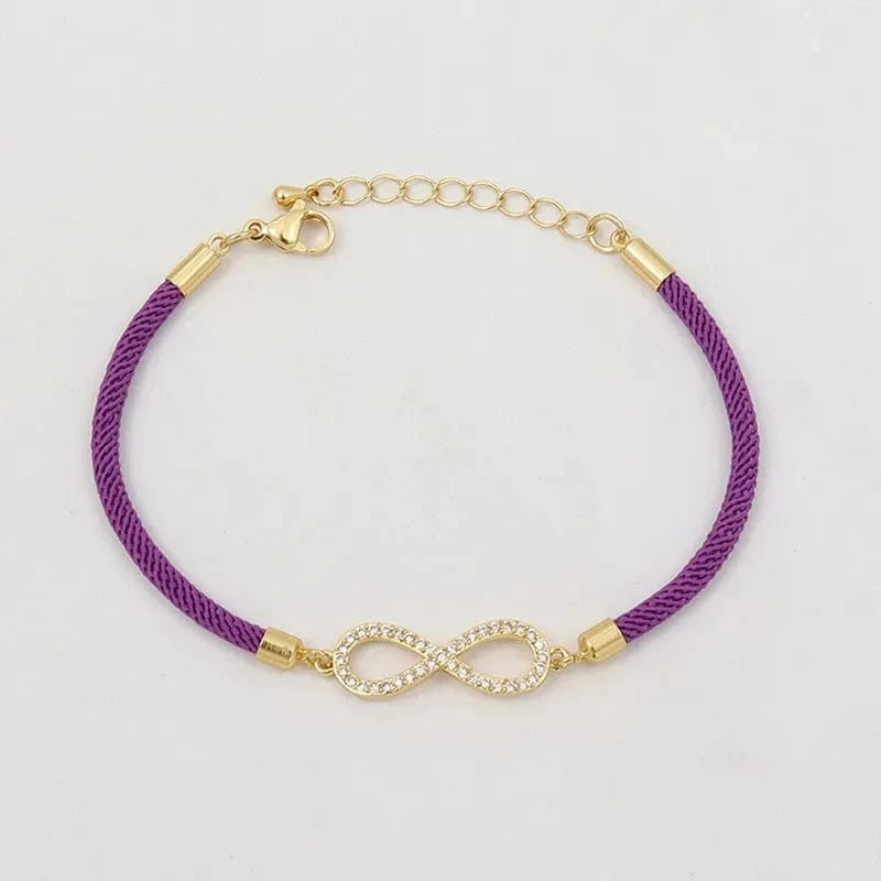 MILAN / 2030-Love 8 Pruple New Fashion Cross Heart Charm Bracelet Women Pave Zirconia Adjustable Colorful Rope Bracelet For Women Jewelry Gift