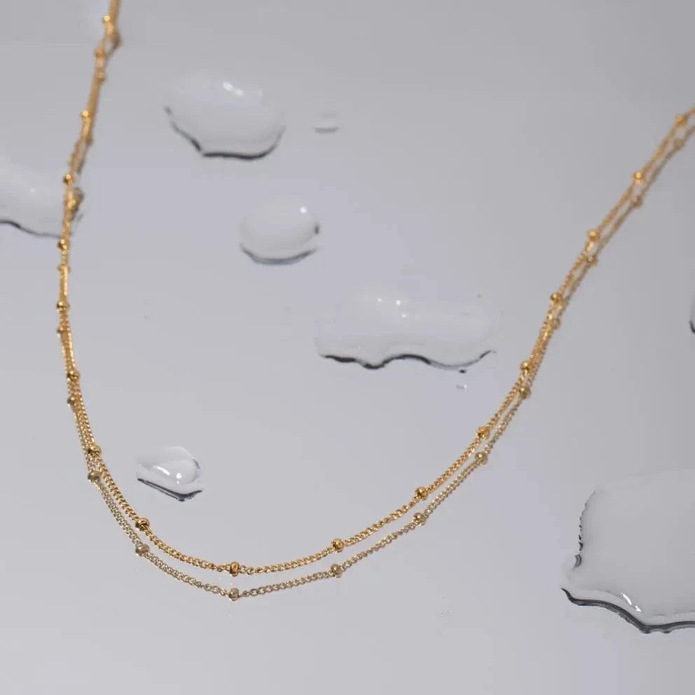 minimalist / 18inches / N2521 N2521 Stainless Steel Jewelry 18K Gold Plated Thin Bead Chain Mini Chain Choker Necklace Clean Fit Women