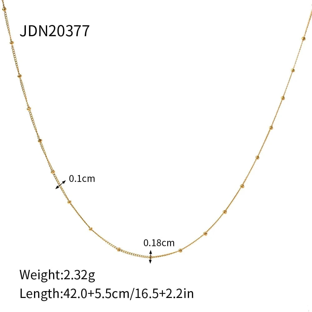 minimalist / 18inches / N2521 N2521 Stainless Steel Jewelry 18K Gold Plated Thin Bead Chain Mini Chain Choker Necklace Clean Fit Women