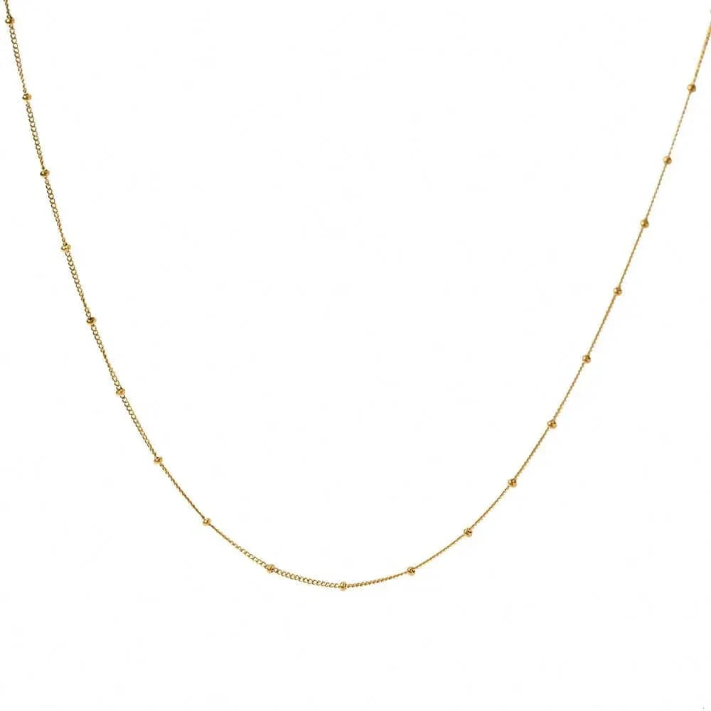 minimalist / 18inches / N2521 N2521 Stainless Steel Jewelry 18K Gold Plated Thin Bead Chain Mini Chain Choker Necklace Clean Fit Women