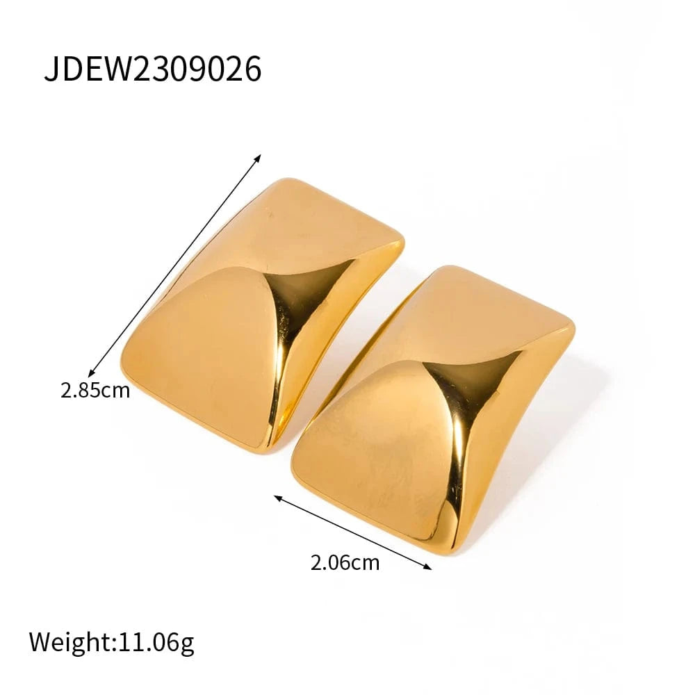 Minimalist / E1904 E1904 Luxury Geometric Earrings Women Stainless Steel 18K Gold Plated Smoothly Square Stud Earrings