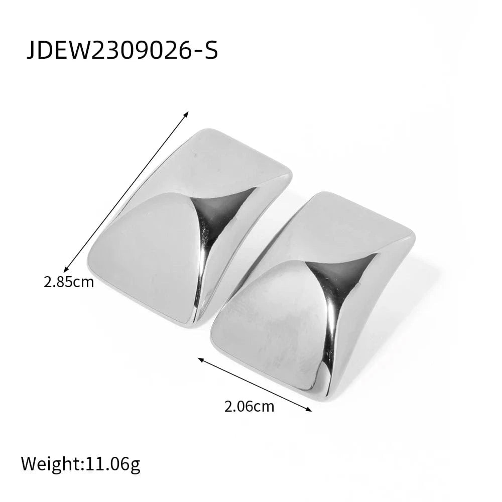 Minimalist / E1904S E1904 Luxury Geometric Earrings Women Stainless Steel 18K Gold Plated Smoothly Square Stud Earrings