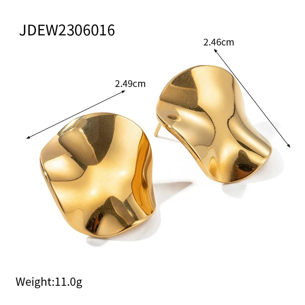 Minimalist / E1907 E1907 New Geometric Pleated Texture Stud Earrings Stainless Steel Abstract Earrings Adjustable Ring Set