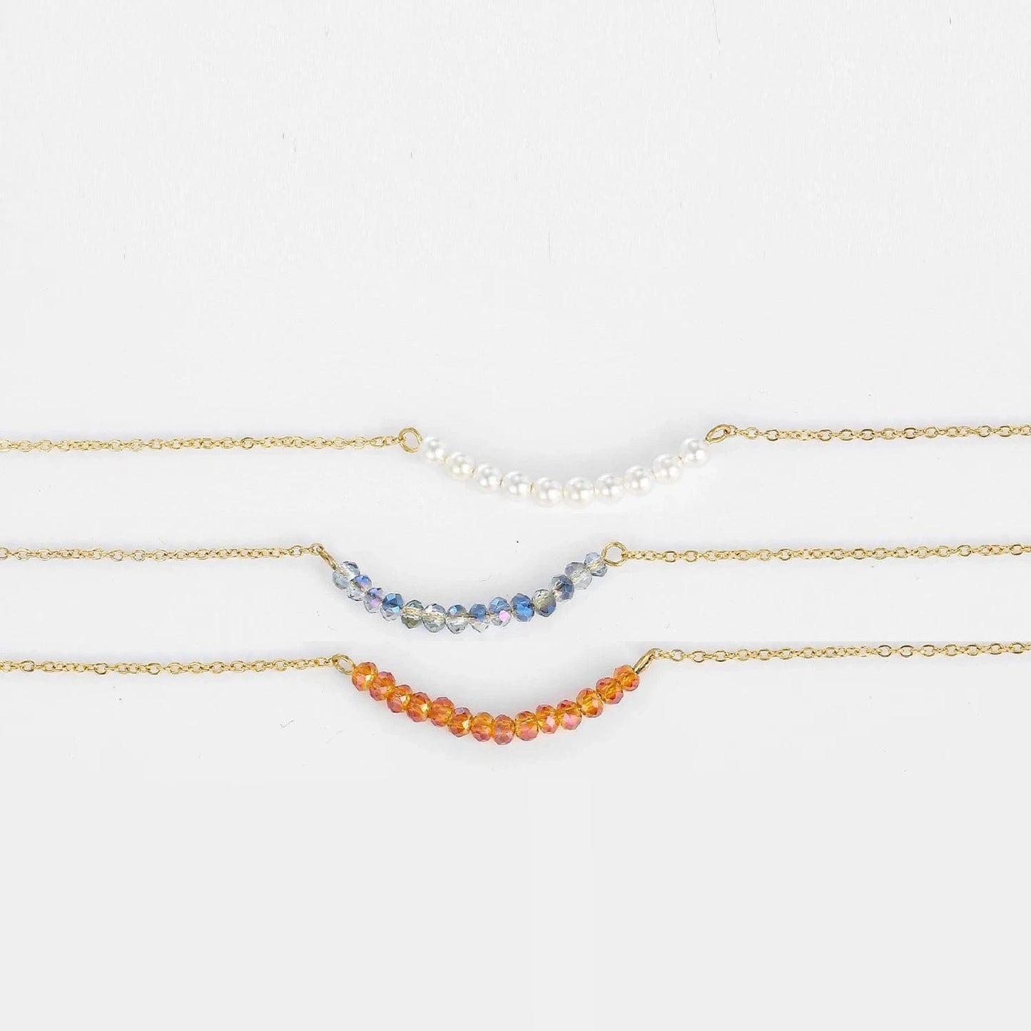 Minimalist Women 14k Gold Plated Necklace Plastic Pearl Bead Necklace Stainless Steel Collar Jewelry