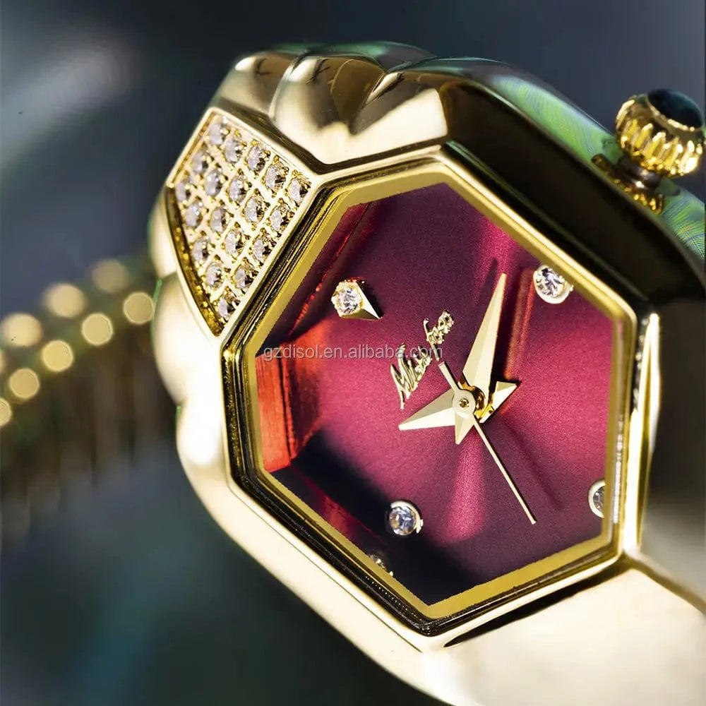 MISSFOX 2809 Women's Watches Unique Snake Shape Luxury Wrist Watch For Women Gold Quartz Ladies Watch Clock Relogio Feminino
