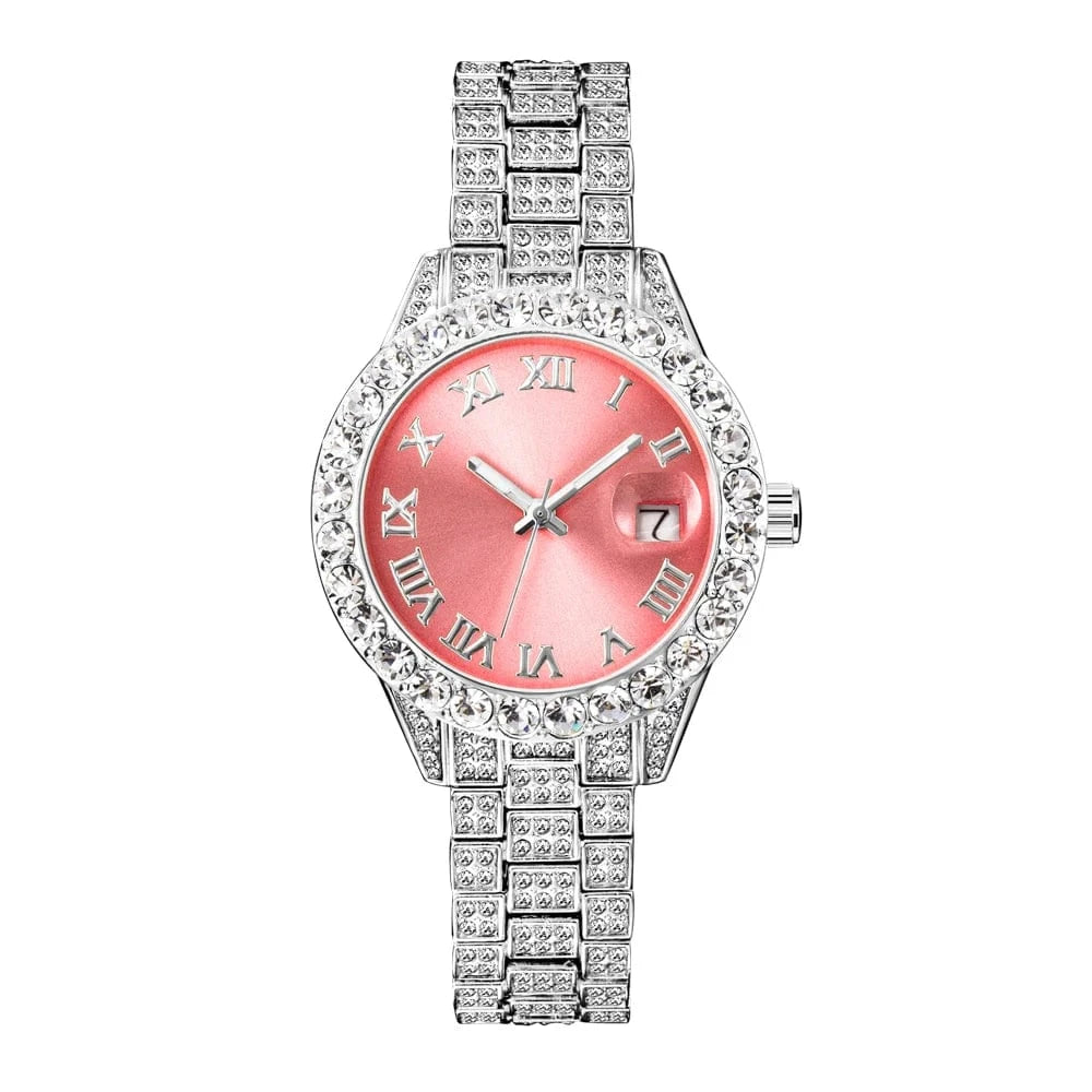 MISSFOX Pink Women Watch Luxury Small Face Elegant Quartz Watches For Ladies Icy Look Party Jewelry Mini Babe So Cute Arm Clock