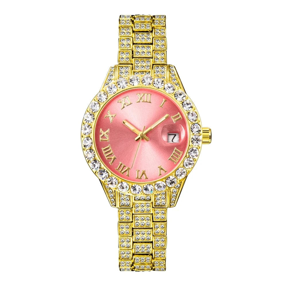 MISSFOX Pink Women Watch Luxury Small Face Elegant Quartz Watches For Ladies Icy Look Party Jewelry Mini Babe So Cute Arm Clock