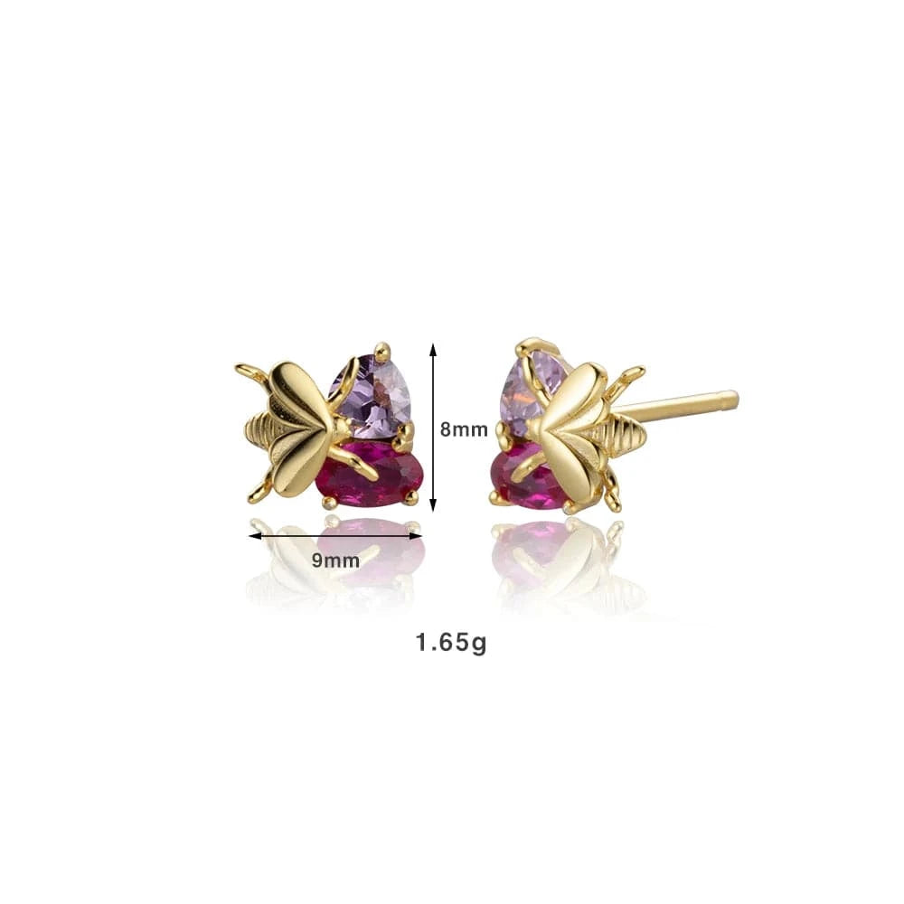 MME819 FUAMAY Hawaiian Pearl Earrings with Colorful Blue Sapphire Bee Earrings Big Freshwater Pearl Earrings 18k gold plated