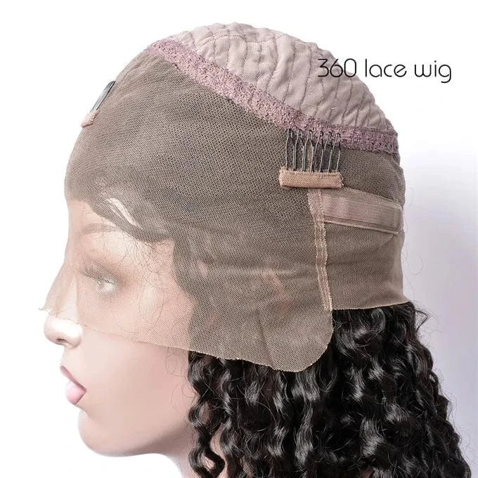 Modern Show Kinky Curly Wigs Human Hair, 360 Lace Wig 180% Density lace Front Wig Kinky Curly