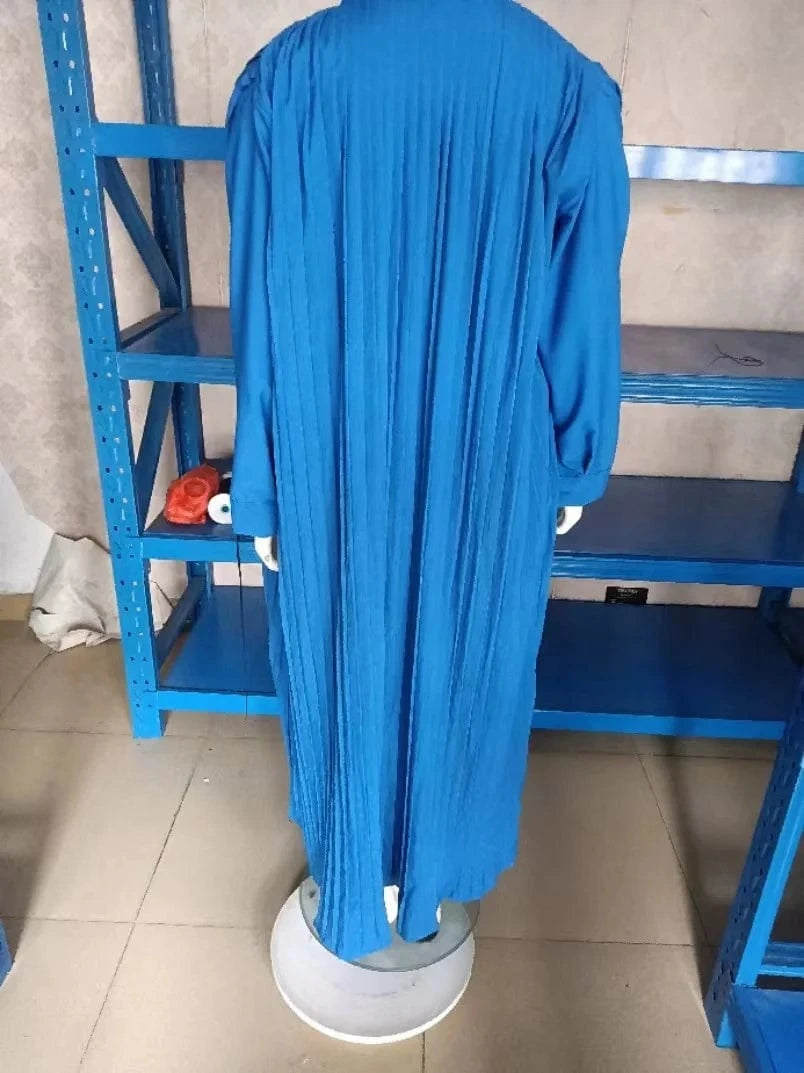 Modest 2024 Spring Solid Long Sleeve Single Breasted Blouse Shirt Dress Islamic African Loose Robe Dress Plus Size S-5Xl