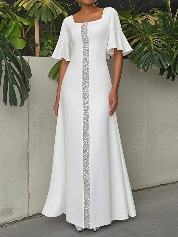 Modigirl Original Creation Women Elegant Shiny Long Dress Flared Sleeves 2025 Summer Party Birthday Prom Maxi Dresses for Woman