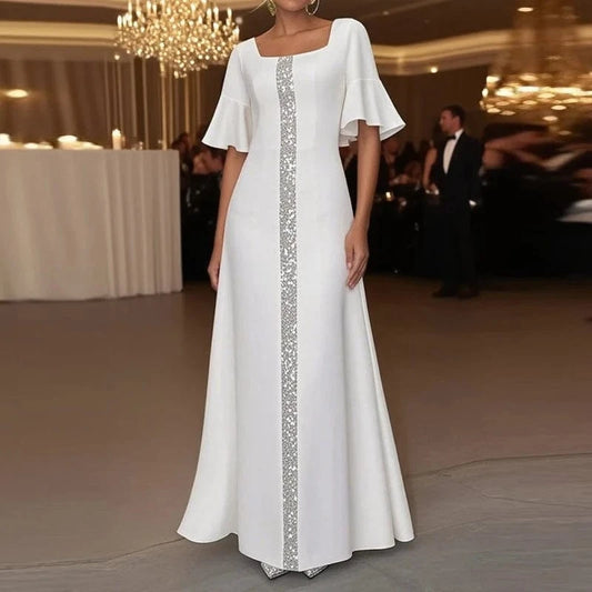 Modigirl Original Creation Women Elegant Shiny Long Dress Flared Sleeves 2025 Summer Party  Birthday Prom Maxi Dresses for Woman