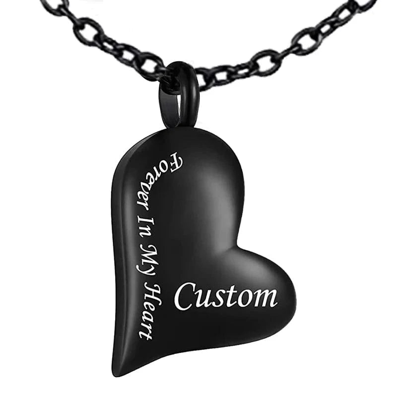 Mom / 22" / Black Forever in My Heart - Urn Necklace for Ashes Cremation Pendant Stainless Steel Ashes Jewelry Gift for Dad Mom Papa Husband Wife