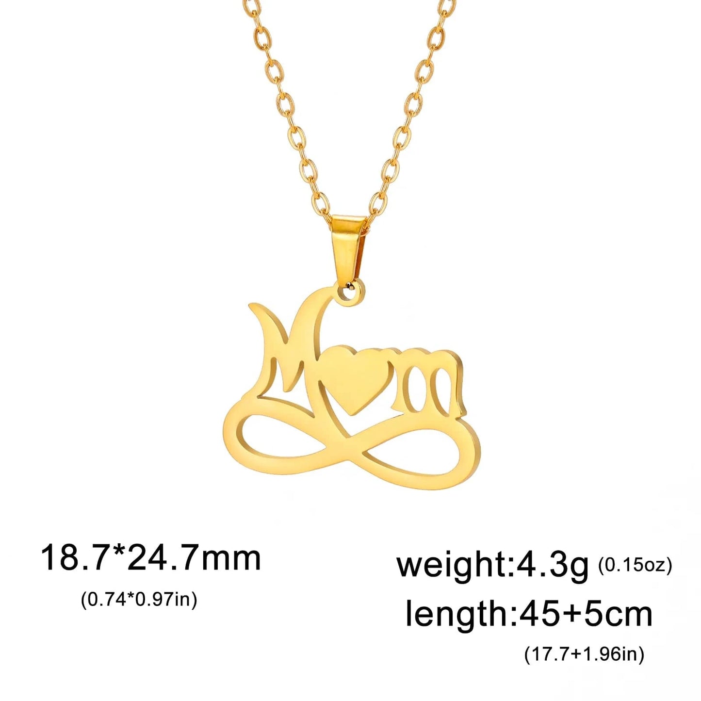 Mom letter / ASS2023070308-G Myshape Mom Necklace Mother Kid Chain Family Heart Baby Gift for Woman Man Kid Child Pendant Stainless Steel Jewelry Fashion