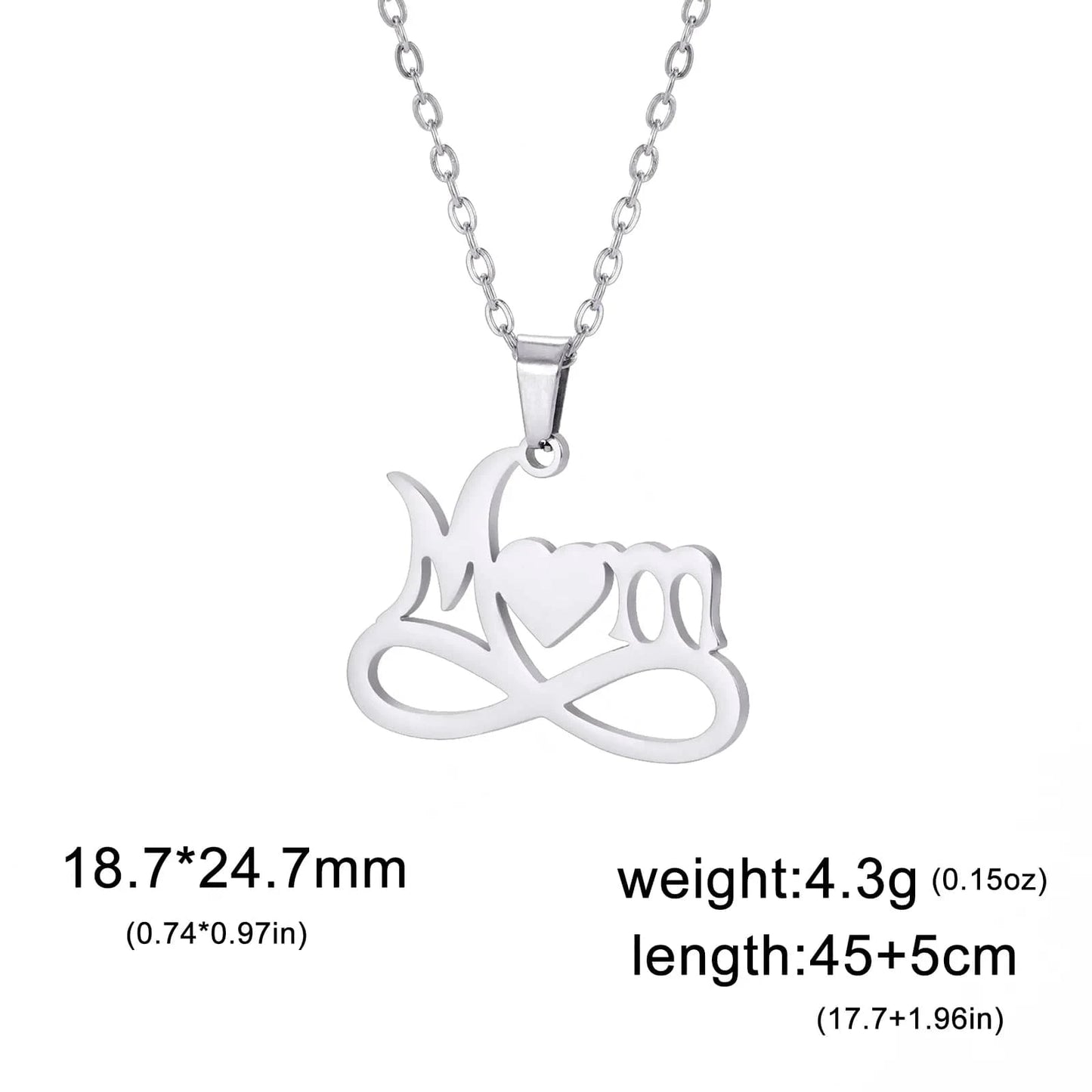 Mom letter / ASS2023070308-S Myshape Mom Necklace Mother Kid Chain Family Heart Baby Gift for Woman Man Kid Child Pendant Stainless Steel Jewelry Fashion