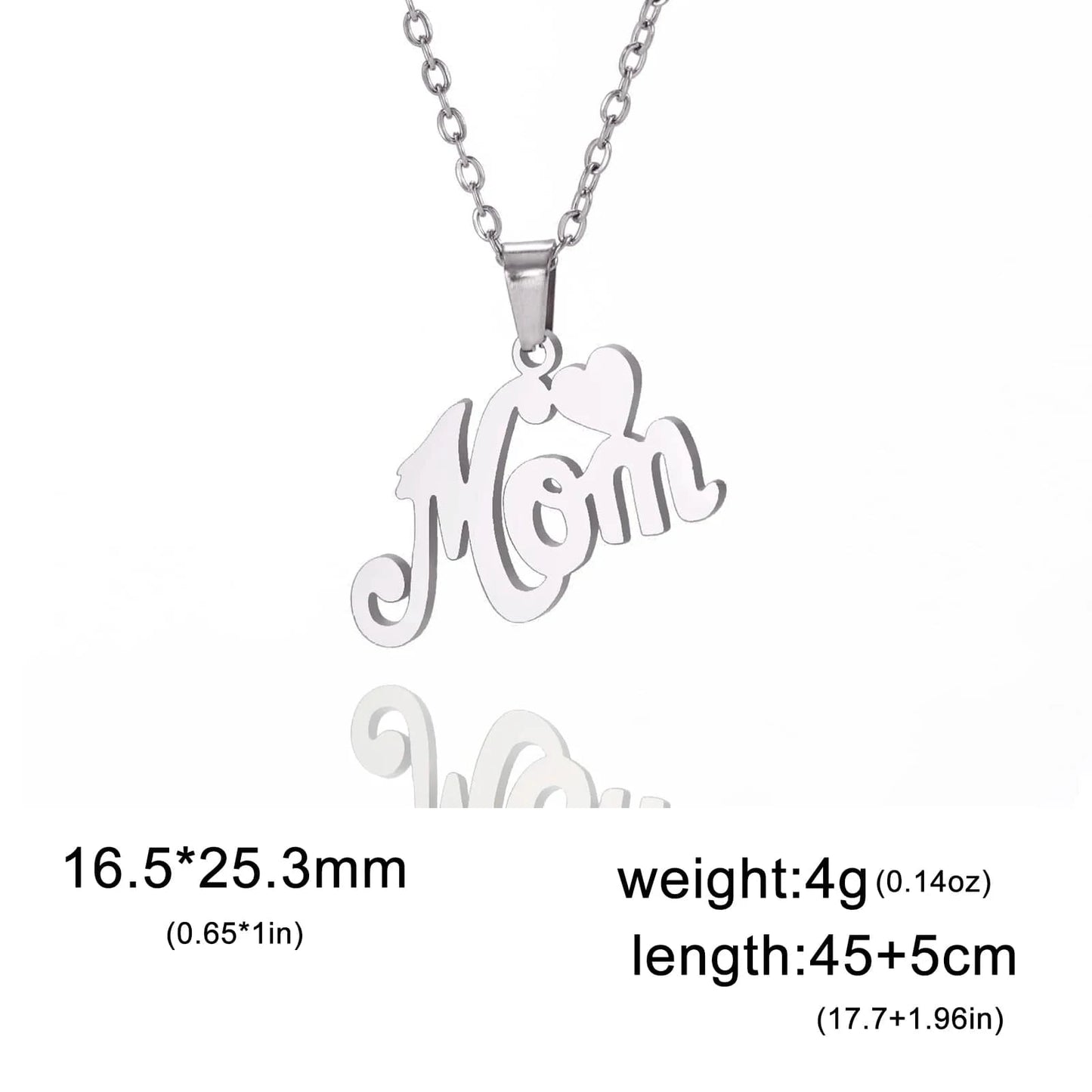 Mom letter / ASS2023070309-S Myshape Mom Necklace Mother Kid Chain Family Heart Baby Gift for Woman Man Kid Child Pendant Stainless Steel Jewelry Fashion
